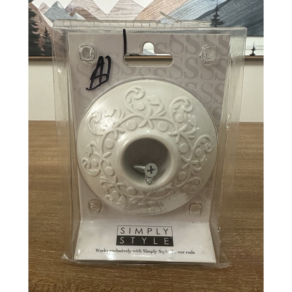Simply Style Vintage Decorative Shower Rod End Caps Off White Pack Of 2 New